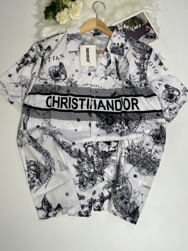 Black & White Sketch Print Shirt with Graphic Band