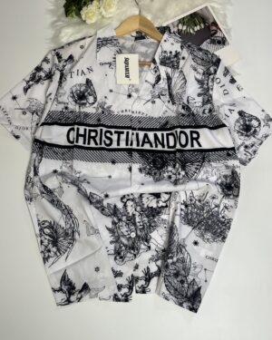 Black & White Sketch Print Shirt with Graphic Band