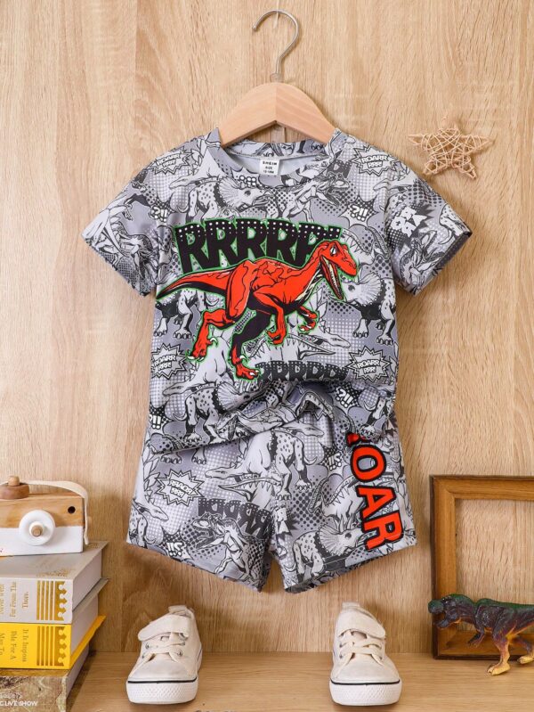 Kids' Dinosaur Comic Print T-Shirt & Shorts Set