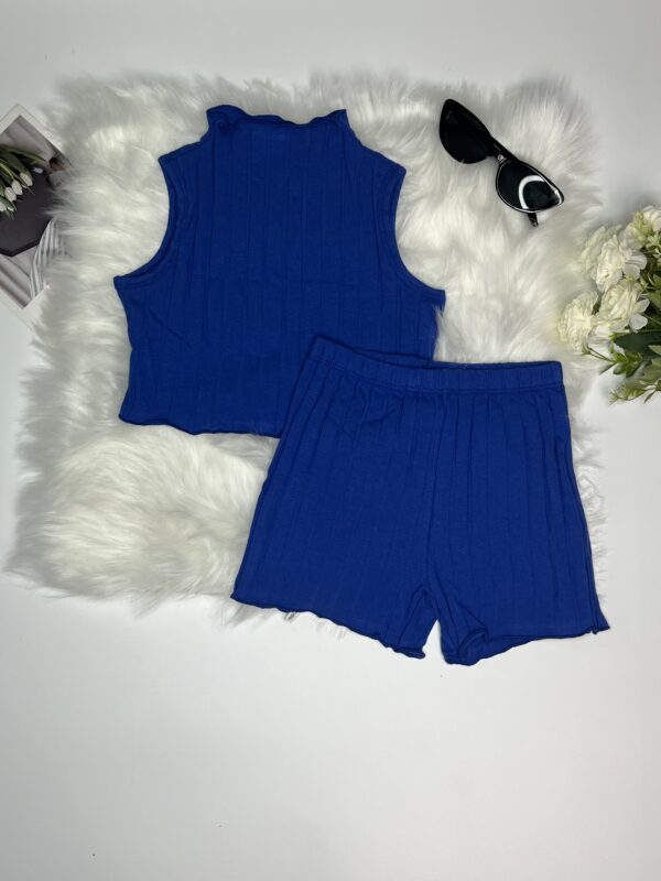 Ribbed Tank Top & Shorts Set with Lettuce Edge
