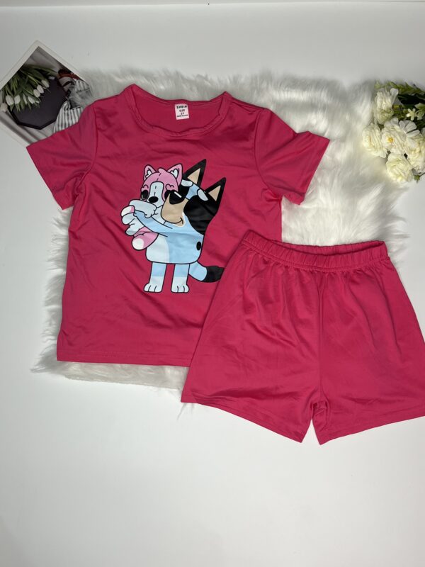 Girls' Bright Pink Hugging Pups Graphic