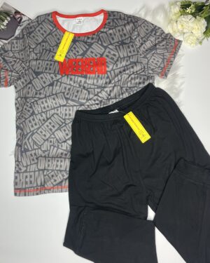 Grey & Black "Weekend" Text Print Sleep Set