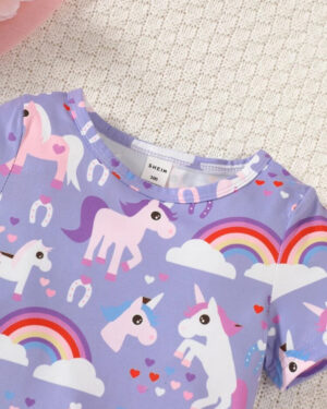 Girls' Magical Unicorn & Rainbow Short Pajama Set