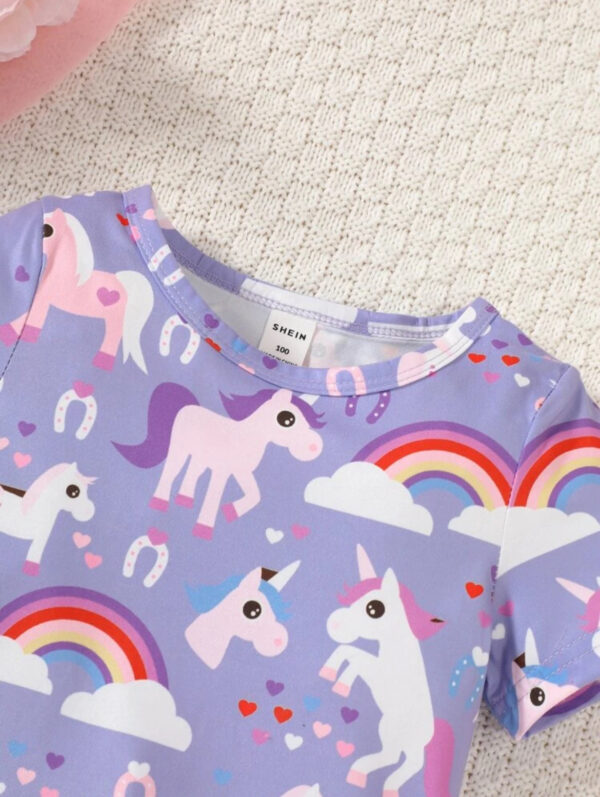 Girls' Magical Unicorn & Rainbow Short Pajama Set