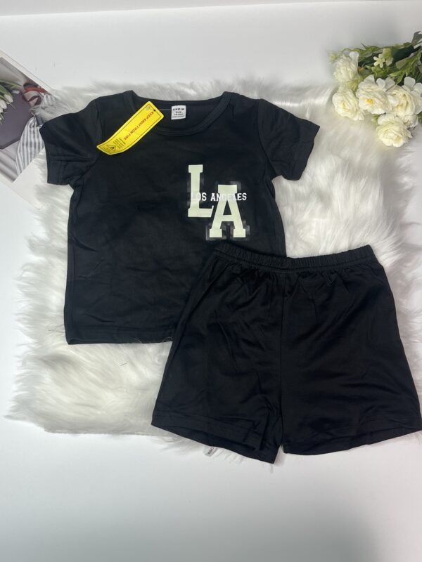 Kids' Black "Los Angeles" Print Tee & Shorts Set