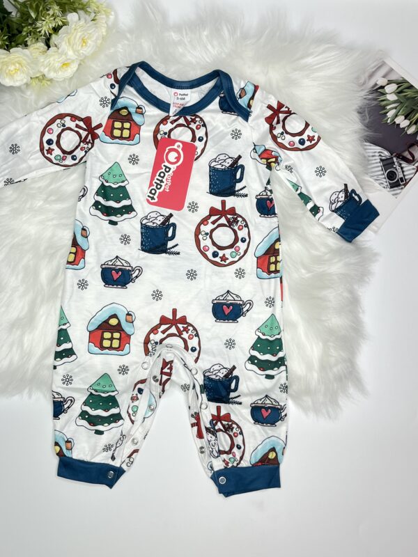 Baby Festive Winter Print Long Sleeve Romper - Image 2