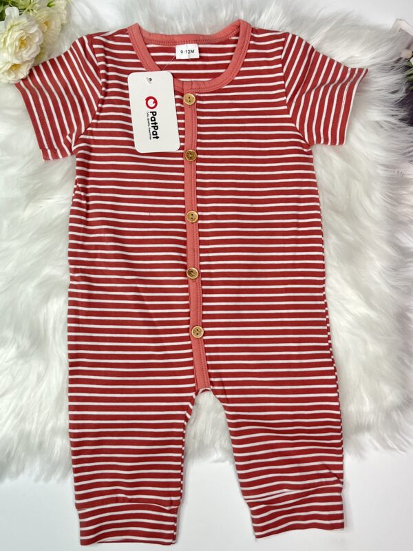 Comfy Striped Baby Romper with Button Front
