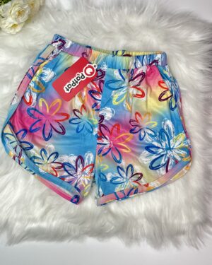 Girls' Vibrant Rainbow Floral Dolphin Shorts